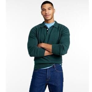 L.L. Bean Wicked Soft Cotton Cashmere Sweater, Rugby Polo green size XXL